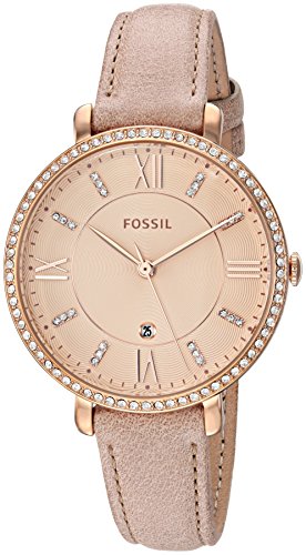 Fossil Women's 'Jacqueline' Quartz Stainless Steel and Leather Casual Watch, Color:Beige (Model: ES4292)