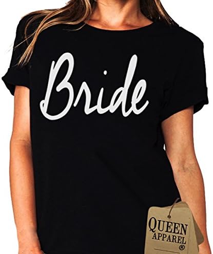 Queen Apparel- Bride shirt U.S.A. relaxed fit womens (x-large, black)