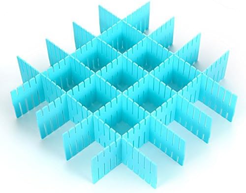 FOCUSAIRY 8pcs DIY Drawer Organizer, Adjustable Grid Drawer Divider, Clapboard, Household Necessities Storage for Home Tidy, Closet, Makeup, Socks, Underwear, Scarves (Blue)