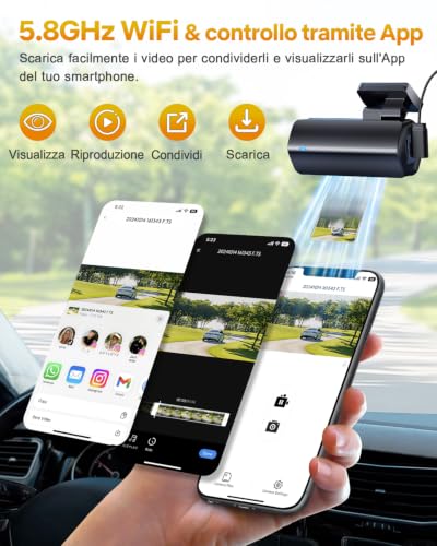 GKU 4K Car Dash Cam with UHD 2160P, Dashcam Car with WiFi 5.8GHz, 64G SD Card, 24H Parking Monitor, Super Night Vision, 170° Wide Angle, WDR, G-Sensor, Loop Recording, Max 256G