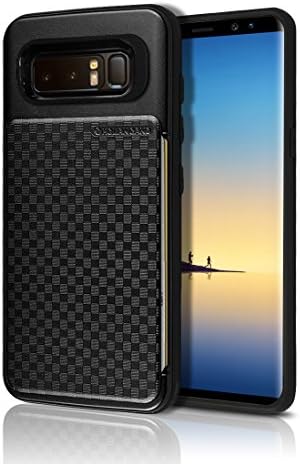 Note 8 Push Hidden Wallet Case [Card Slot] [Heavy Duty] [Slim Fit] [Textured Grip] Dual Layer Hybrid Tough Shield Drop Protection Back Bumper Hard Holder Cover Samsung Galaxy Note8 (Metal Black)