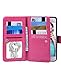 Crosspace Compatible with iPhone 12 Pro Max 6.7 inch,Wallet Case Premium PU Leather 2-in-1 Protective Shell with Credit Card Holder/Slots and Wrist Lanyard for Women Girls (Rose)