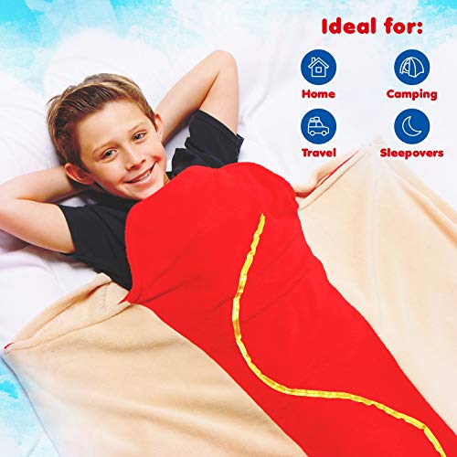 Silver Lilly Food Shaped Sleeping Bag Blanket - Novelty Wearable Plush Fleece Throw Blanket for Kids and Adults (Hot Dog)