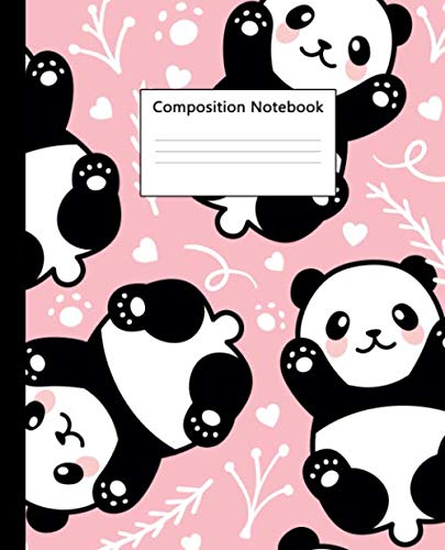Composition Notebook: Nifty Wide Ruled Paper Notebook Journal. Cute Baby Pink & White Wide Cartoon P by Pretty Composition Notebooks