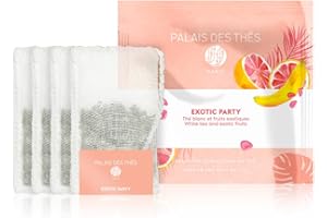 Palais des Thés - Exotic Party Iced Tea - Premium Gourmet White Tea Blend with Sun-Drenched Tropical Fruits - 4 XL (Extra Large) Individually Wrapped Pouches