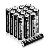 BONAI 16 Pack AAA Rechargeable Batteries 800mAh 1.2V Ni-MH Low Self Discharge Rechargeable Batteries - UL Certificate