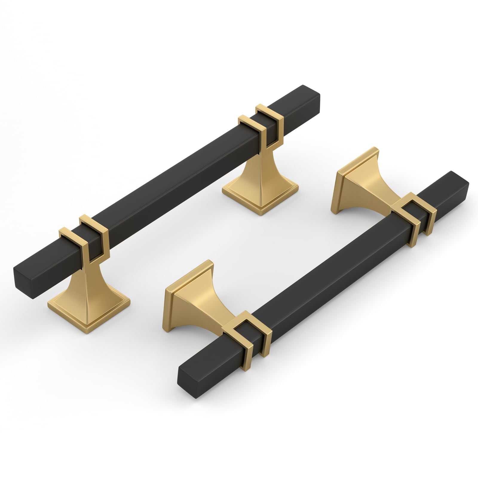Photo 1 of Haliwu 6 Pack 4 Inch Black and Gold Cabinet Pulls Matte Black Drawer Handles Square 2 Tone Hardware for Kitchen Cupboard