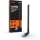Tenda AX900 WiFi Adapter WiFi 6- Dual-Band 600Mbps 5GHz/ 286Mbps 2.4GHz, 6dBi High Gain Antenna, Wireless WiFi Adapter for Windows 11/10/7 USB WiFi Dongle (U11Pro)