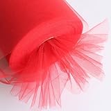 OurWarm® 6 Inch x 100 Yards (300FT) Tulle Roll Spool Tutu Skirt Fabric Wedding Party Gift Bow Craft (Red)