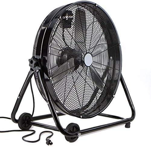 Cypressshop Portable Industrial Floor Fans 24" Roll Drum Heavy Duty Commercial Use Cooling Warehouse Ventilating Airflows 3 Blades