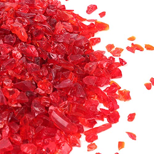 Alan Stone High Luster Reflective Fire Glass Gravel,Fire Gems,Fire Drops,Fire Glass Pebbles Stones Beads Chips for Fire Pit Fish Tank Aquarium Garden,3-6mm 305g/0.67lb (Red)