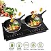 Trighteach Induction Cooktop, 2400W Double Countertop Burner(2 Separate Heating Zones) with Digital Sensor and Kids Safety Lock, 8 Temperature Levels Suitable for Cast Iron Cookware