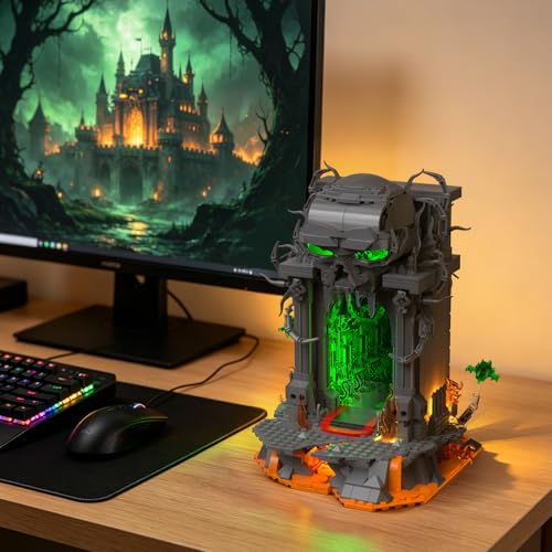 JMBricklayer Dark Portal Clamping Blocks Adults, Gothic Skull Gate, Model Building with Light, 40006 Fantasy Collector Exhibition Set, Halloween Building Blocks, Gifts for Players, Men from 14 Years