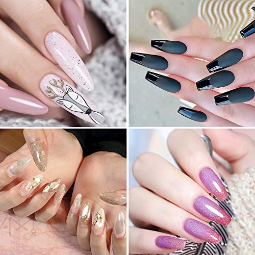 Acrylic False Nail Tips Kit, 600pcs Coffin Nail Tips Natural Half Cover False Nails with Nail Clipper,Nail File,Sponge Polishing