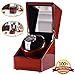 [New Style Rubber Wood] Love Nest Wood Automatic Single Watch Winder, Pure Handmade Watch Holder Winder with Automatic Japanese Mabuchi Motor, Rotator Watch Winder for Men（Power Included）
