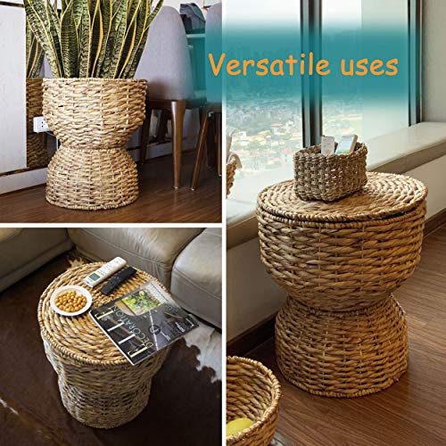 Woven Storage Ottoman Poof Natural Seagrass Poufs, Multipurpose
