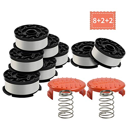 Generep Weed Eater Spool for Black and Decker AF-100,30 Feet/0.065 Inches Line String Trimmer Autofeed System Replacement Spool (8 Spool,2 Cap,2 Spring)