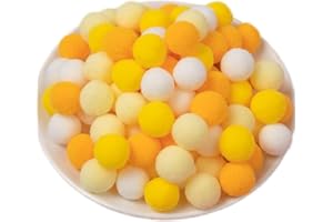 QIKAARA 250 Pieces Pom Poms Yellow and White, 0.8 inch Fuzzy Craft Pompoms, Soft Fluffy Puff Balls for DIY Arts and Bulk Craft Making Decorations Supplies (Yellow Series, 2 cm / 20 mm)