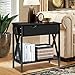 Giantex Console Table with Hidden Storage,Flip Top and Shelf Sofa Side Table for Entryway, Living Room, Office and Bedroom, Multifunctional Accent Corner Couch End Table (Black)