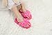 Onmygogo Girl’s Bejeweled Flip Flops, Little Kid Fuzzy Indoor Slippers, 3 sizes (M--US little kid size 12.5-1, Pink)
