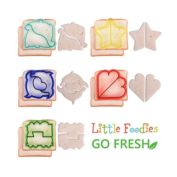 [20-Piece Set] Sandwich Cutters for Kids - 5 Sandwich Cutter Shapes, 5 Vegetable Cutters and FREE 10 Bento Decorations - Image 3