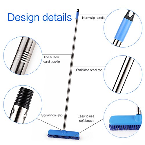 YCUTE Commercial Floor Scrub Brush with Long Handle 52", 12" Multi