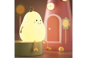 LEDHOLYT Night Light for Kids, Cute Silicone Nursery Pear Lamp for Baby and Toddler,Fruit NightLight for Boys and Girls,Squishy Night Lamp for Bedroom,Kawaii Bedside Lamp for Kids Room (Pear)