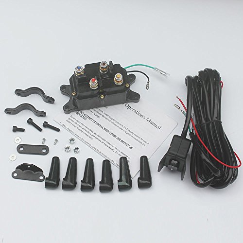 kipa Winch Solenoid Relay 12V 250A & Winch Rocker Thumb Switch Assy for ATV UTV Polaris 800 1000 SUV Jeep Trailer Hydraulic Pump Lift Jack 1500lb-5000lb Winch with mounting Brackets Terminal Caps - Image 2