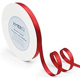 3/8 inch x 50 Yards Double Faced Polyester Red Satin Ribbon, Perfect for Gift Wrapping Very Suitable for Weddings Party Hair Bow Invitation Decorations and More