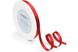 KMER LIFE 3/8 inch x 50 Yards Double Faced Polyester Red Satin Ribbon, Perfect for Gift Wrapping Very Suitable for Weddings Party Hair Bow Invitation Decorations and More