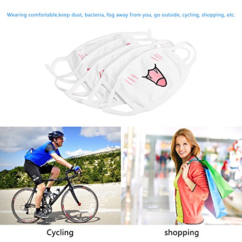 Magicfour Cotton Masks,5 Pack Unisex Mouth Masks, White Cute Anime Mask, Anti Dust Kawaii Muffle Face Mask for Boys Girls (White) - Thumbnail 4
