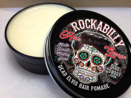 Dead Elvis Rockabilly Natural & Organic Hair Pomade Strong Hold Matte Finish 4 oz by Dixie Cowboy styling Grease Wax