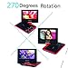 DBPOWER 7.5-Inch Portable DVD Player with Rechargeable Battery, SD Card Slot and USB Port - Red