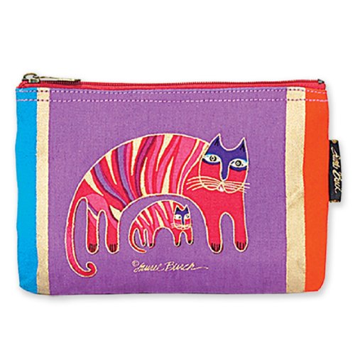 Laurel Burch Classic Felines Cosmetic Bag (Purple/Red D)