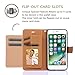 TabPow iPhone 7 Case, Genuine Leather Wallet Case - Flip-Out 5 Card Slot Holder - Slim Fit for iPhone 7 / iPhone 8 (4.7 Inch), Black