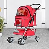 BestPet 4 Wheels Pet Stroller Cat Dog Cage Stroller