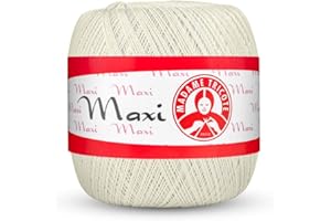 Maxi Madame Tricote Paris 100% Mercerized Cotton Yarn for Crochet and Knitting. NE 10/3 Nm 17/3 Suitable for All Crochet Techniques- Color Number 1003 Size No. 5. Marshmallow (Pantone 11-4300)