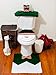 4 Pcs Christmas Santa Bathroom Toilet Seat Cover and Rug Set - Green Snowman