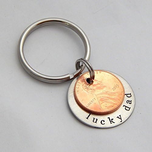 Lucky Dad Lucky Us Personalized Penny Keychain Custom Coin Charm Choice of Years