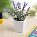 MyGift Small Purple Artificial Plants & Flowers with White Ceramic Mini Planter Pots, Set of 3
