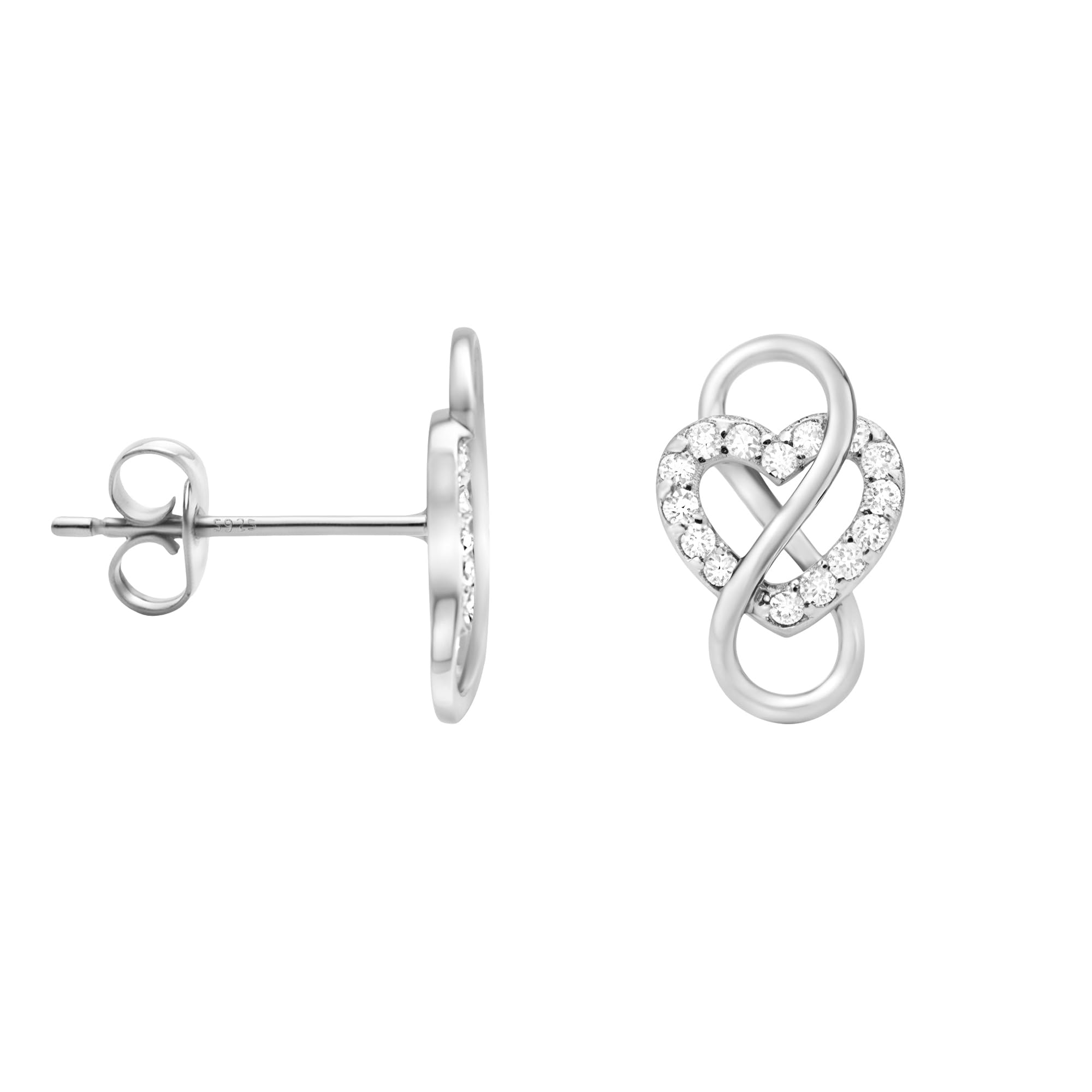 SOFIA MILANI - Women's Earrings 925 Silver - with Zirconia Stone - Heart Infinity Stud Earring - 20909