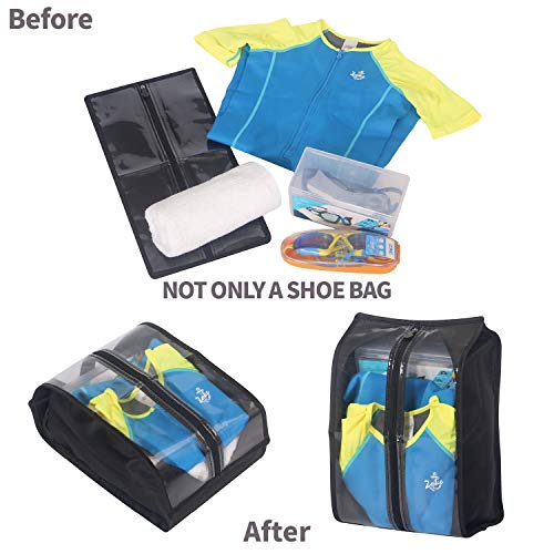 Shoe Bags for Travel 6 Pack Waterproof Organizer Storage bag for Men & Women, X Large, Black