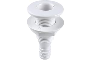 SEAFLO Thru Hull Fitting, Marine Boat, Plastic Drain Overflow Connector, Corrosion Resistant Saltwater Safe, Bilge Port Deck Outlet,(⅝,¾,1,1⅛,1¼,1½, & 2" Options)(1,2,5, &10 Packs)(White/Black)