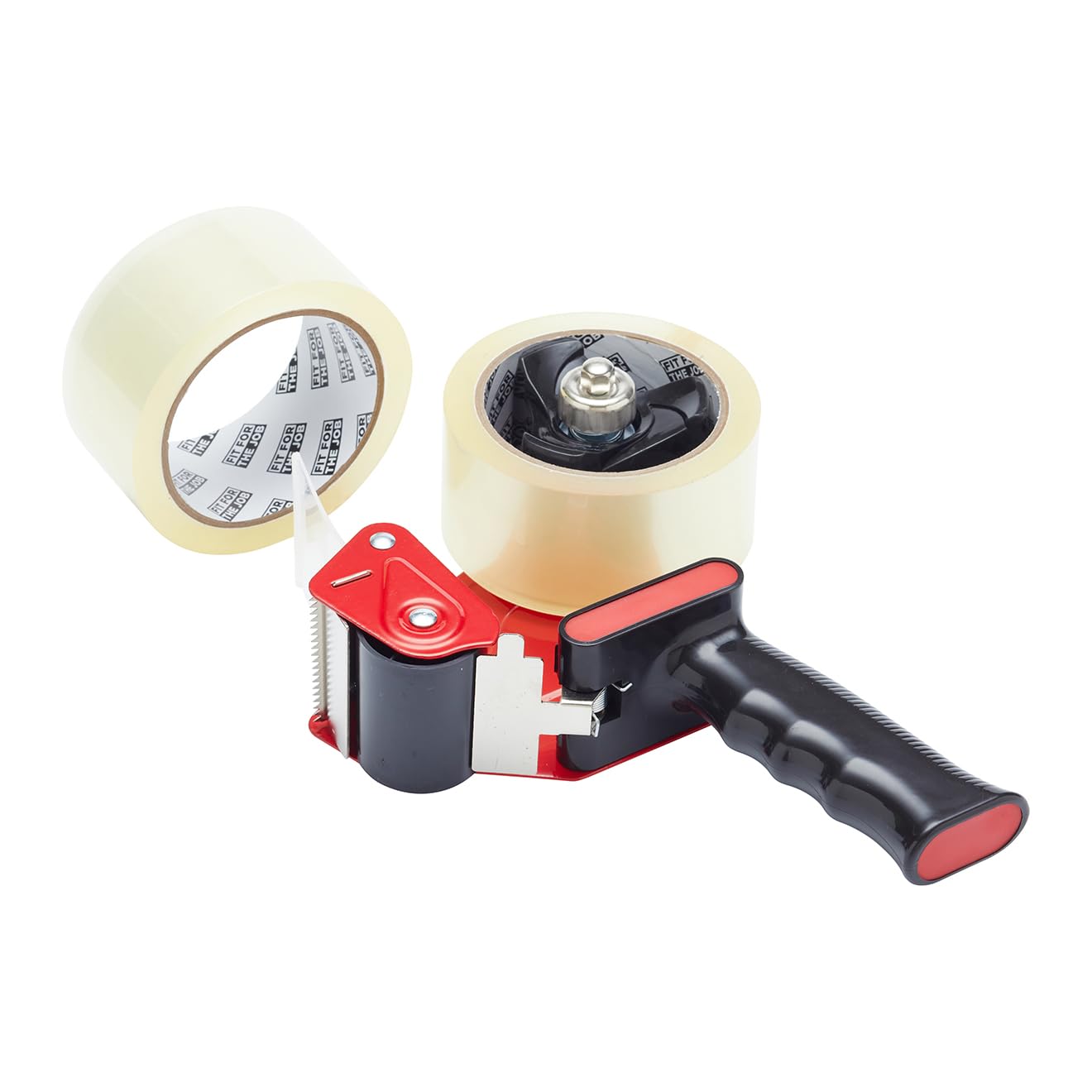 Fit For The Job Clear Parcel Tape Gun and Dispenser - Heavy Duty Packing Tape Dispenser for Efficient Sealing and Packing Needs - 2 Rolls