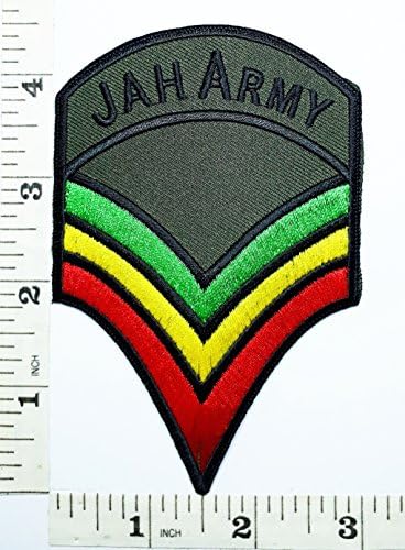 Jah Army African Rastafari Reggae Ska Rasta Music Patch Symbol Jacket T-shirt Patch Sew Iron on Embroidered Sign Badge Costume