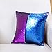 Wonder4 2 Pack Sequin Pillow Case 16x16 inches Reversible Cushion Cover Change Color Cotton Linen Couch Mermaid Throw Pillow Cover for Decoration (Green Blue & Black)
