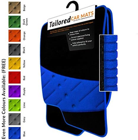 Car Mats FOR Jeep Compass 2017+ Black Carpet & Blue Ribbed Trim & Blue Full Width Heel Pad [SAPP-2261]
