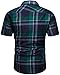 Men's Casual Cotton Collared Checked Short Sleeve Plaid Button Down Dress Shirt