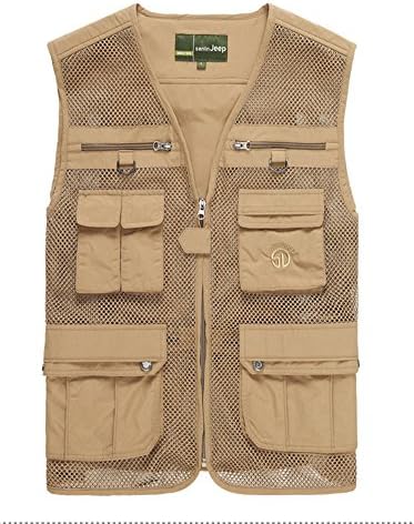 Bysun Men's Cotton Outdoor Fashion Vest Waistcoat KhakiXXXXL