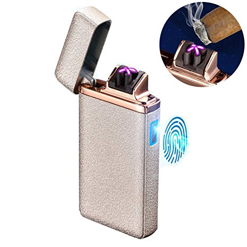 Plasma Lighter Cigar Lighter Rechargeable USB Lighter Windproof Flameless Fingerprint Touch Smart Lighter Cigarette Lighters Rose Gold Lighter